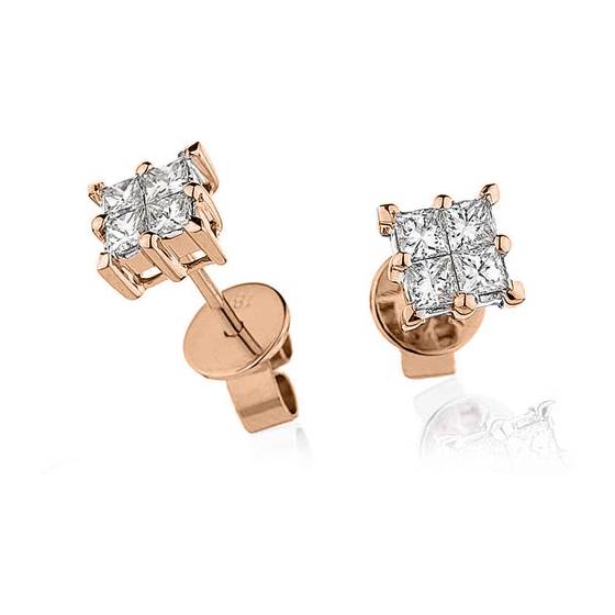 Classic Round Diamond Cluster Earrings