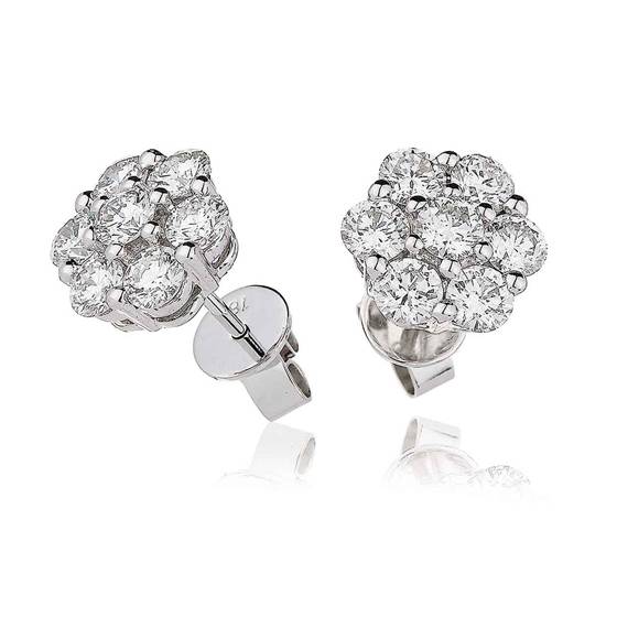 Classic Round Diamond Cluster Earrings