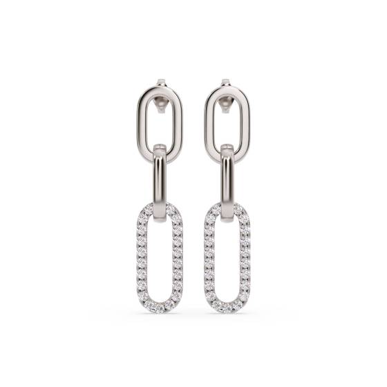 Round Diamond Paper Clip Earrings