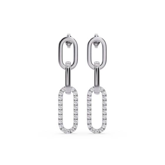 Round Diamond Paper Clip Earrings