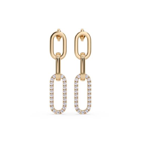 Round Diamond Paper Clip Earrings