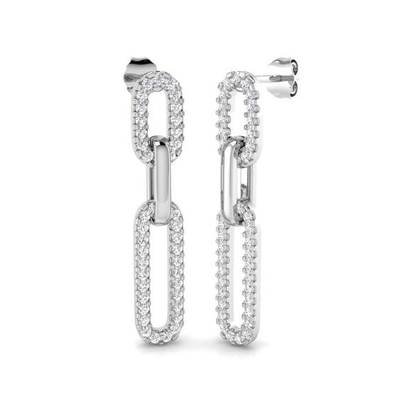 Round Diamond Paper Clip Earrings