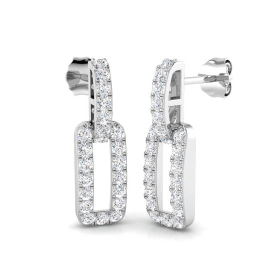 Round Diamond Paper Clip Earrings