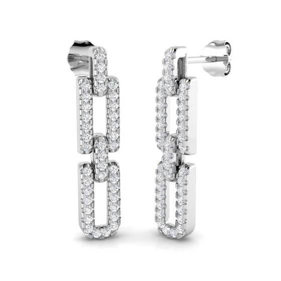 Round Diamond Paper Clip Earrings