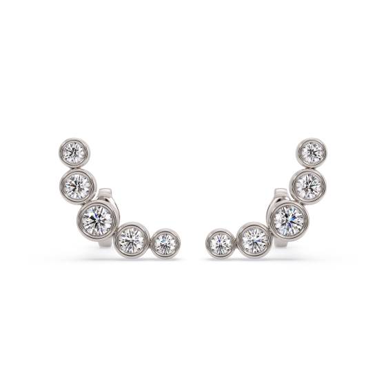 Round Diamond Crawler Earrings