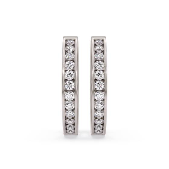 Modern Round Diamond Hoop Earrings