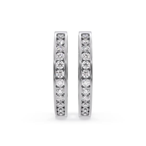 Modern Round Diamond Hoop Earrings