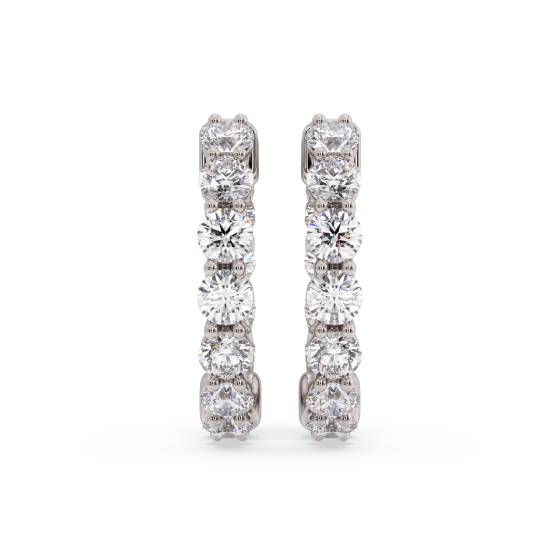 Modern Round Diamond Hoop Earrings