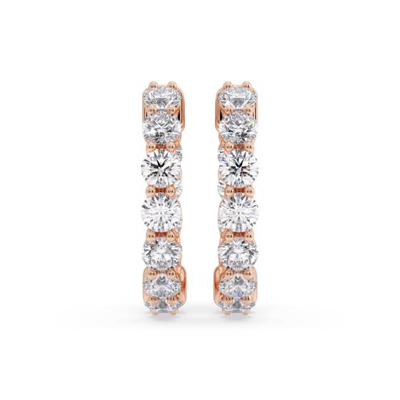 Modern Round Diamond Hoop Earrings