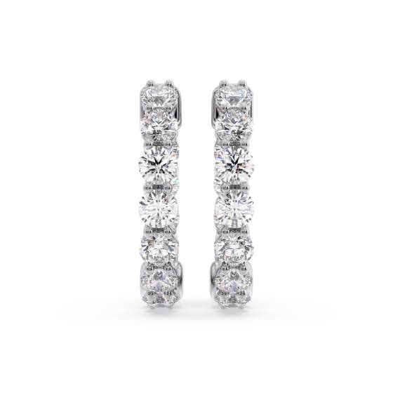 Modern Round Diamond Hoop Earrings
