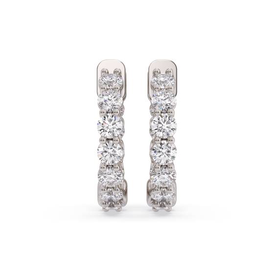 Modern Round Diamond Hoop Earrings