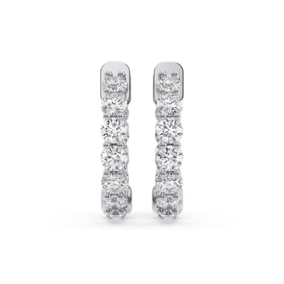 Modern Round Diamond Hoop Earrings