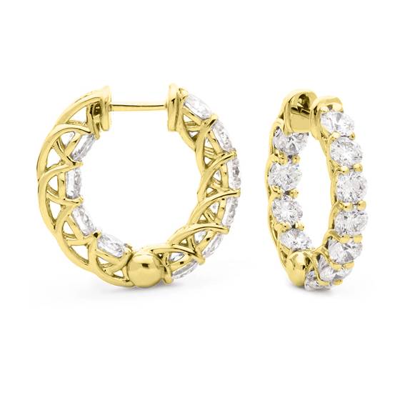 Modern Round Diamond Hoop Earrings