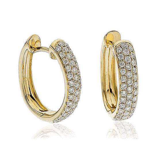 Modern Round Diamond Hoop Earrings
