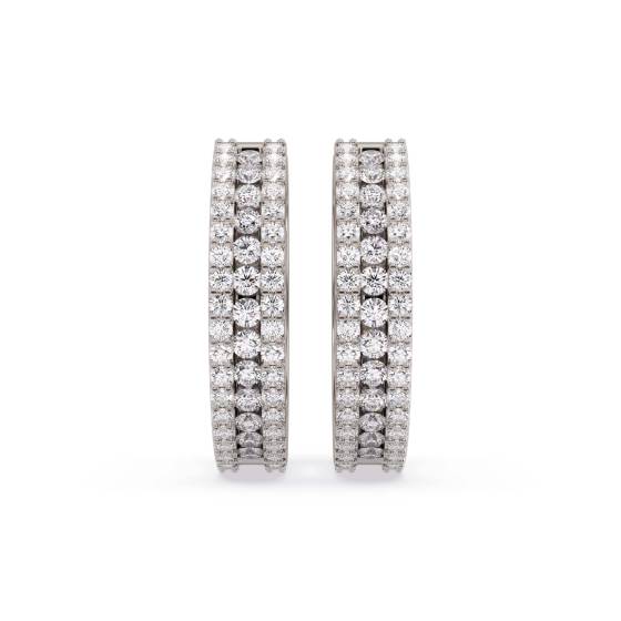 Modern Round Diamond Hoop Earrings