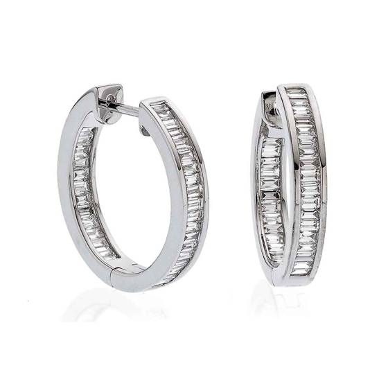 Modern Round Diamond Hoop Earrings