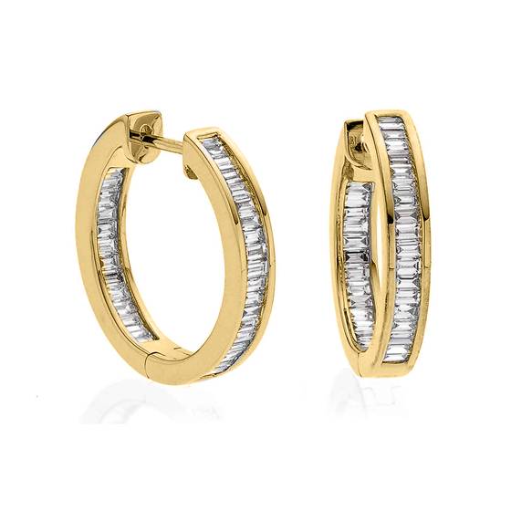Modern Round Diamond Hoop Earrings