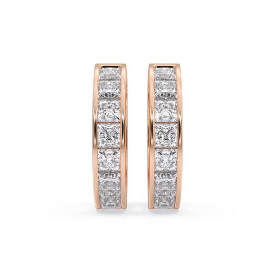Modern Round Diamond Hoop Earrings