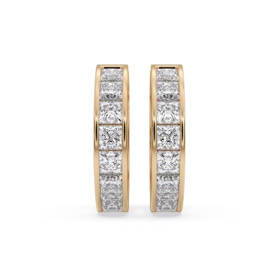 Modern Round Diamond Hoop Earrings