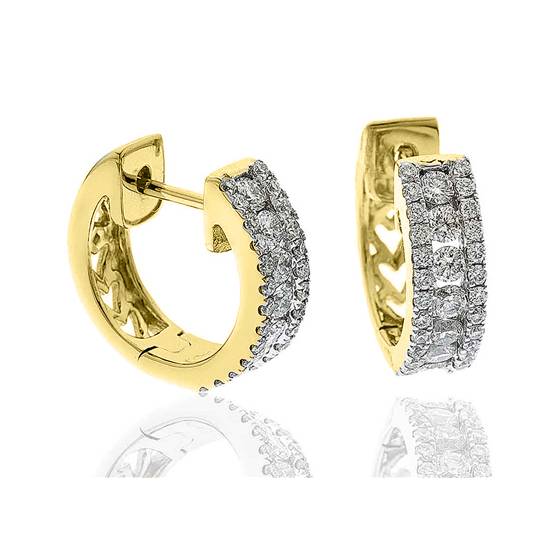 Modern Round Diamond Hoop Earrings