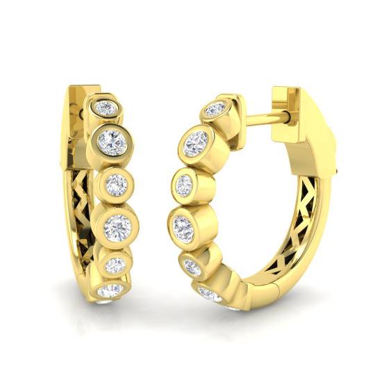 Modern Round Diamond Hoop Earrings