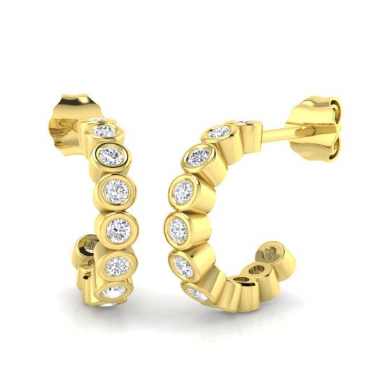Modern Round Diamond Hoop Earrings