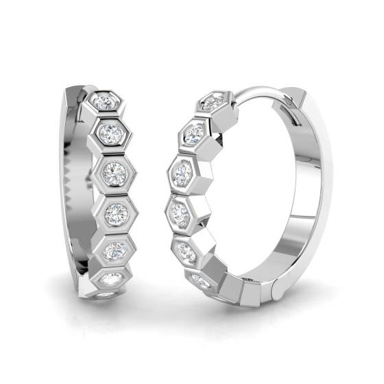 Modern Round Diamond Hoop Earrings