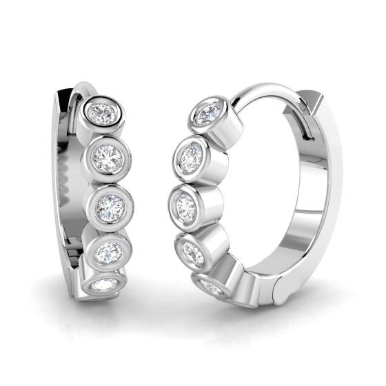 Modern Round Diamond Hoop Earrings