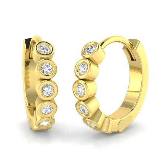 Modern Round Diamond Hoop Earrings
