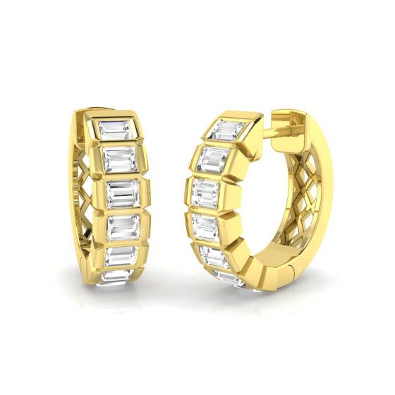 Modern Round Diamond Hoop Earrings