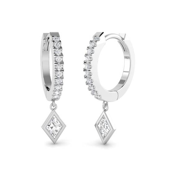 Modern Round Diamond Hoop Earrings