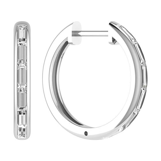 Modern Baguette Diamond Hoop Earrings