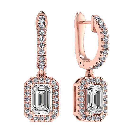 Modern Emerald Diamond Hoop Earrings