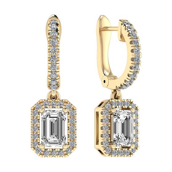 Modern Emerald Diamond Hoop Earrings