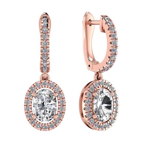Modern Oval Diamond Hoop Earrings