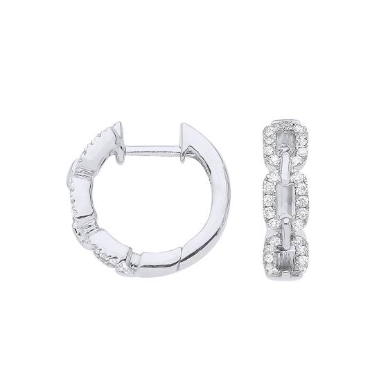 Modern Round Diamond Hoop Earrings