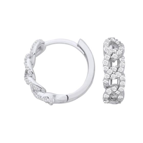 Modern Round Diamond Hoop Earrings
