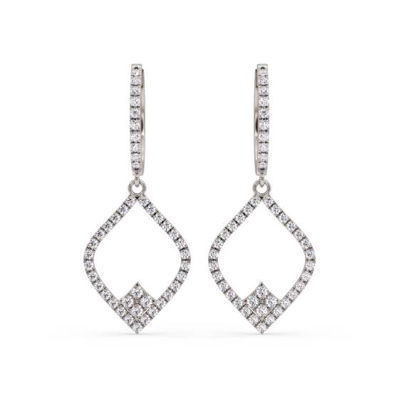 Modern Round Diamond Drop Earrings