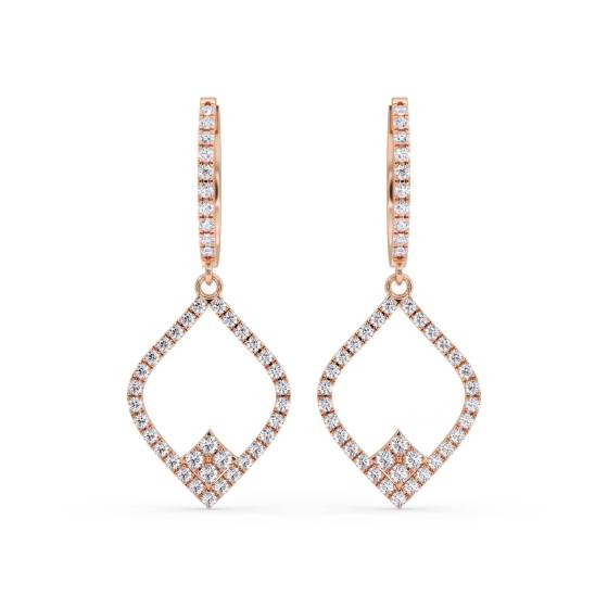 Modern Round Diamond Drop Earrings
