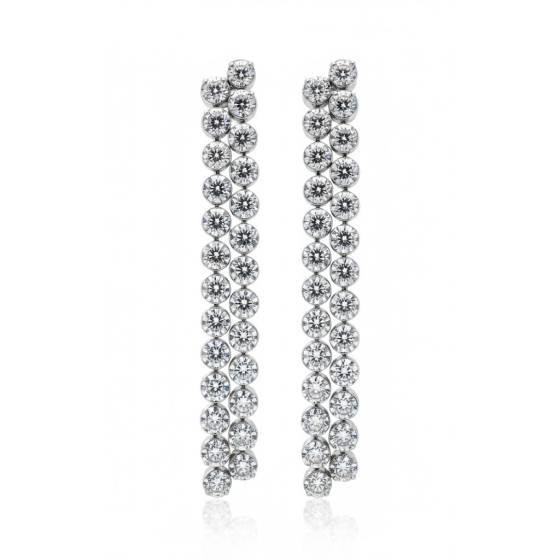Modern Round Diamond Drop Earrings