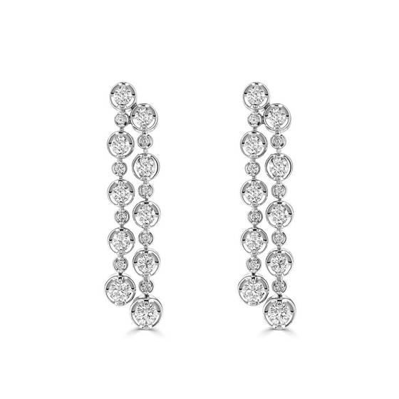Modern Round Diamond Drop Earrings