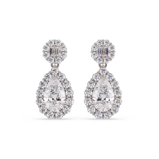 Modern Round Diamond Drop Earrings