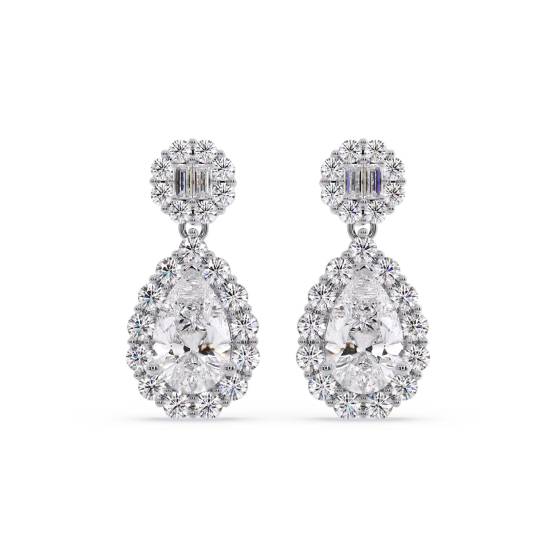 Modern Round Diamond Drop Earrings
