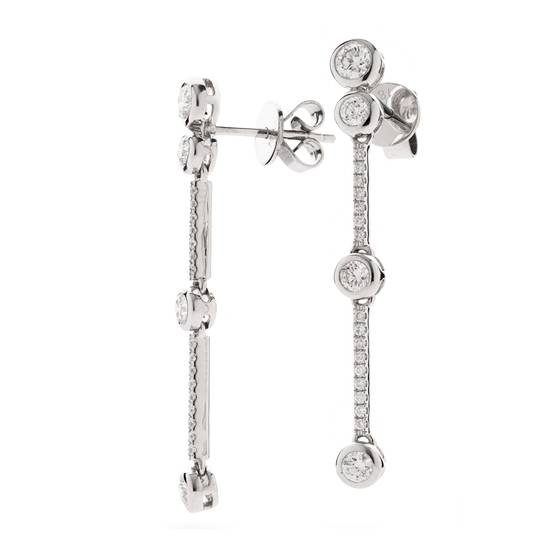 Modern Round Diamond Drop Earrings