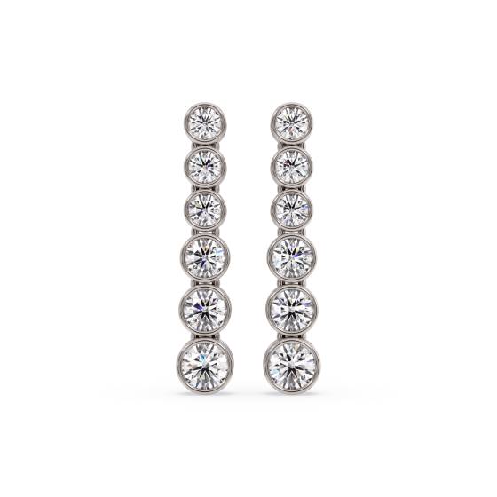 Modern Round Diamond Drop Earrings