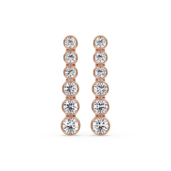 Modern Round Diamond Drop Earrings