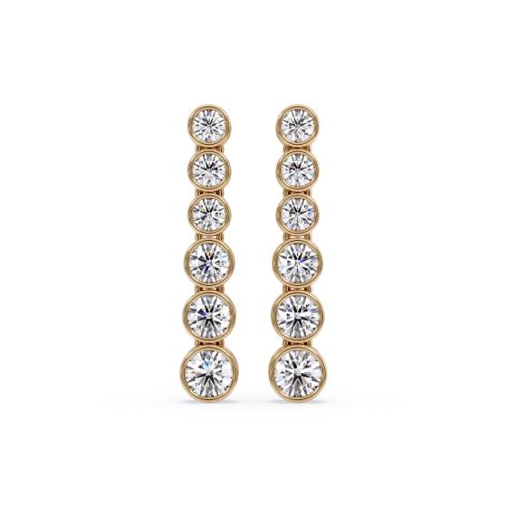 Modern Round Diamond Drop Earrings