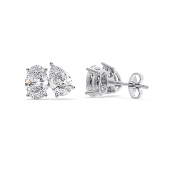 Toi Et Moi Pear and Oval Diamond Earrings