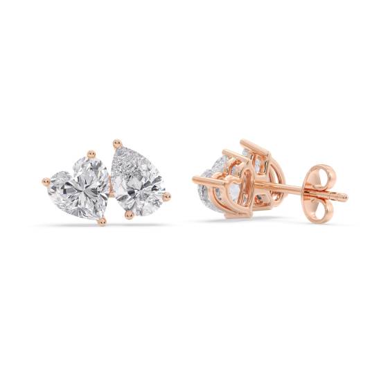 Toi Et Moi Heart and Pear Diamond Earrings