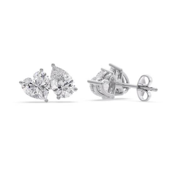 Toi Et Moi Heart and Pear Diamond Earrings